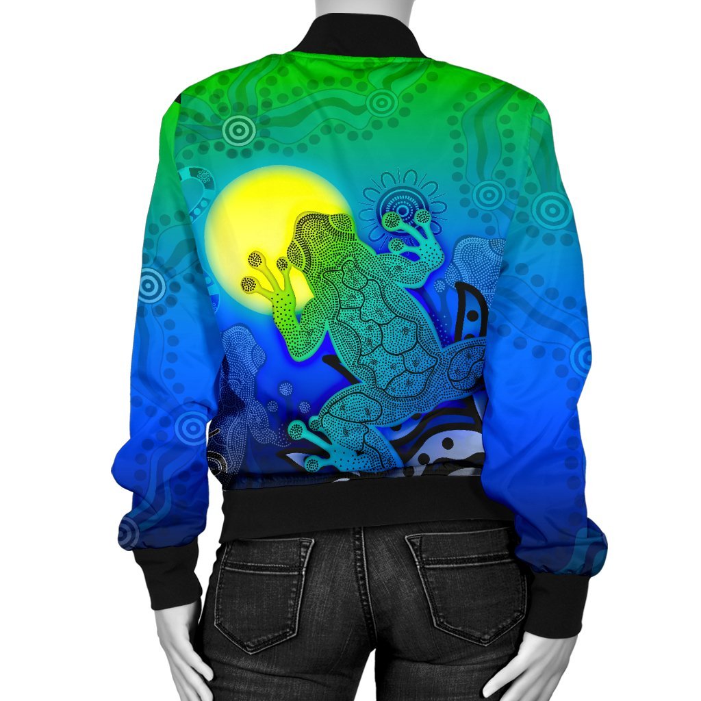 aboriginal-womens-bomber-jacket-indigenous-frog-blue