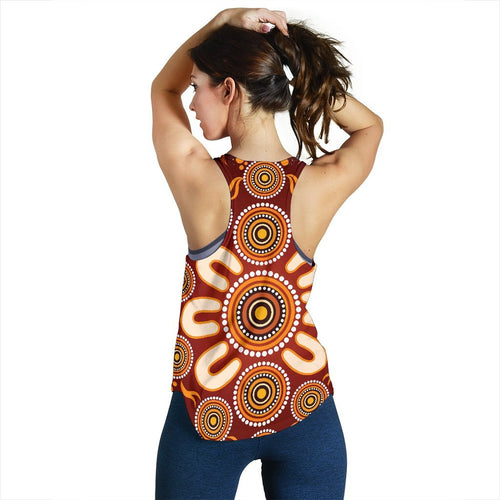 Aboriginal Women's Racerback Tank - Circle Flowers Patterns Ver02 - Vibe Hoodie