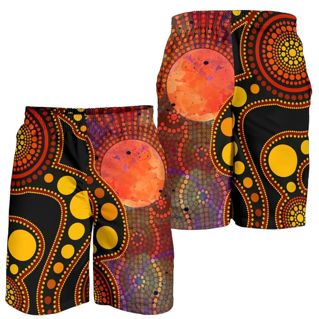 aboriginal-mens-shorts-australia-indigenous-flag-circle-dot-painting-art-golden