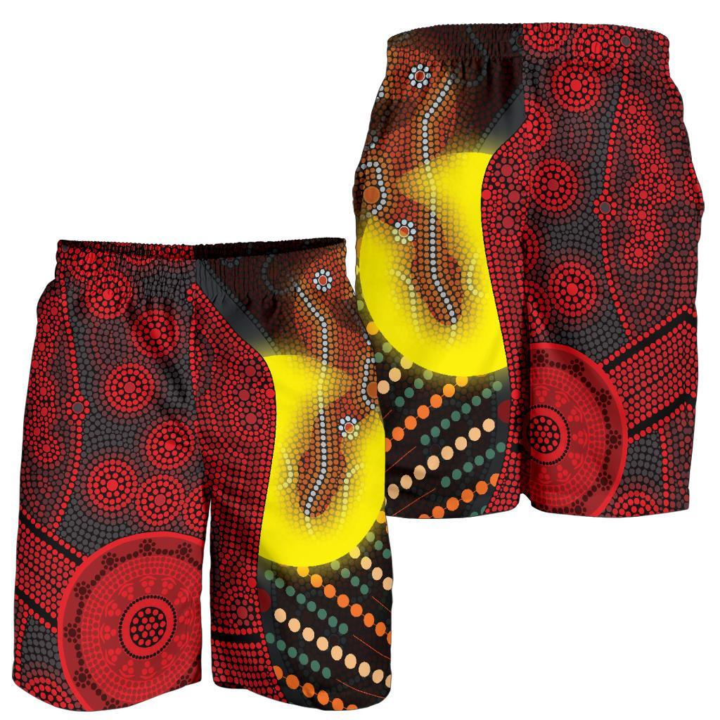 aboriginal-mens-shorts-indigenous-snake-sun-dot-painting