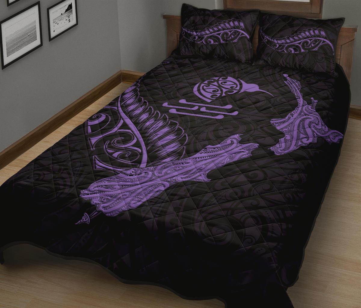 new-zealand-heart-quilt-bed-set-map-kiwi-mix-silver-fern-pastel-purple