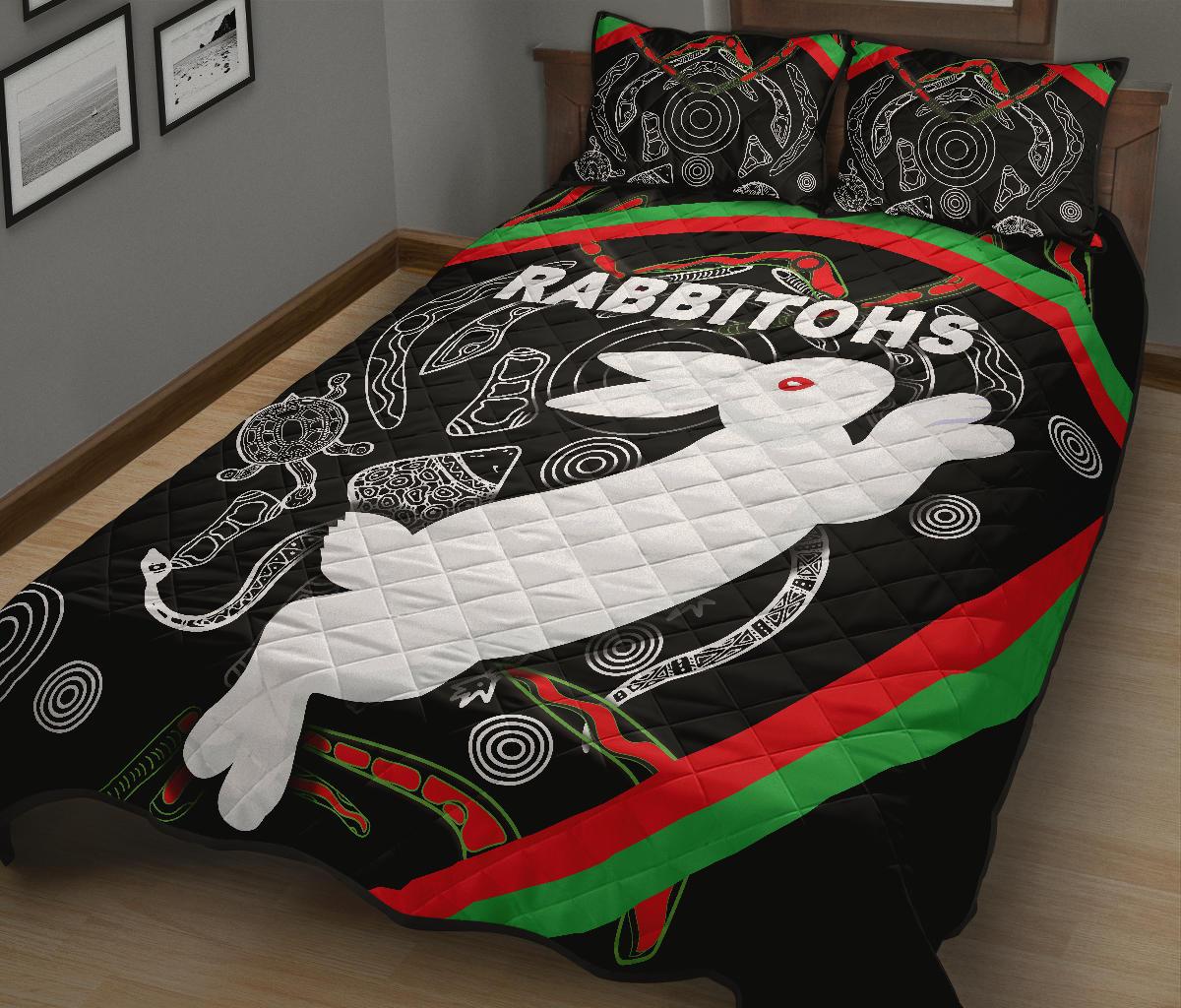 rabbitohs-quilt-bed-set-indigenous-mystery-vibes