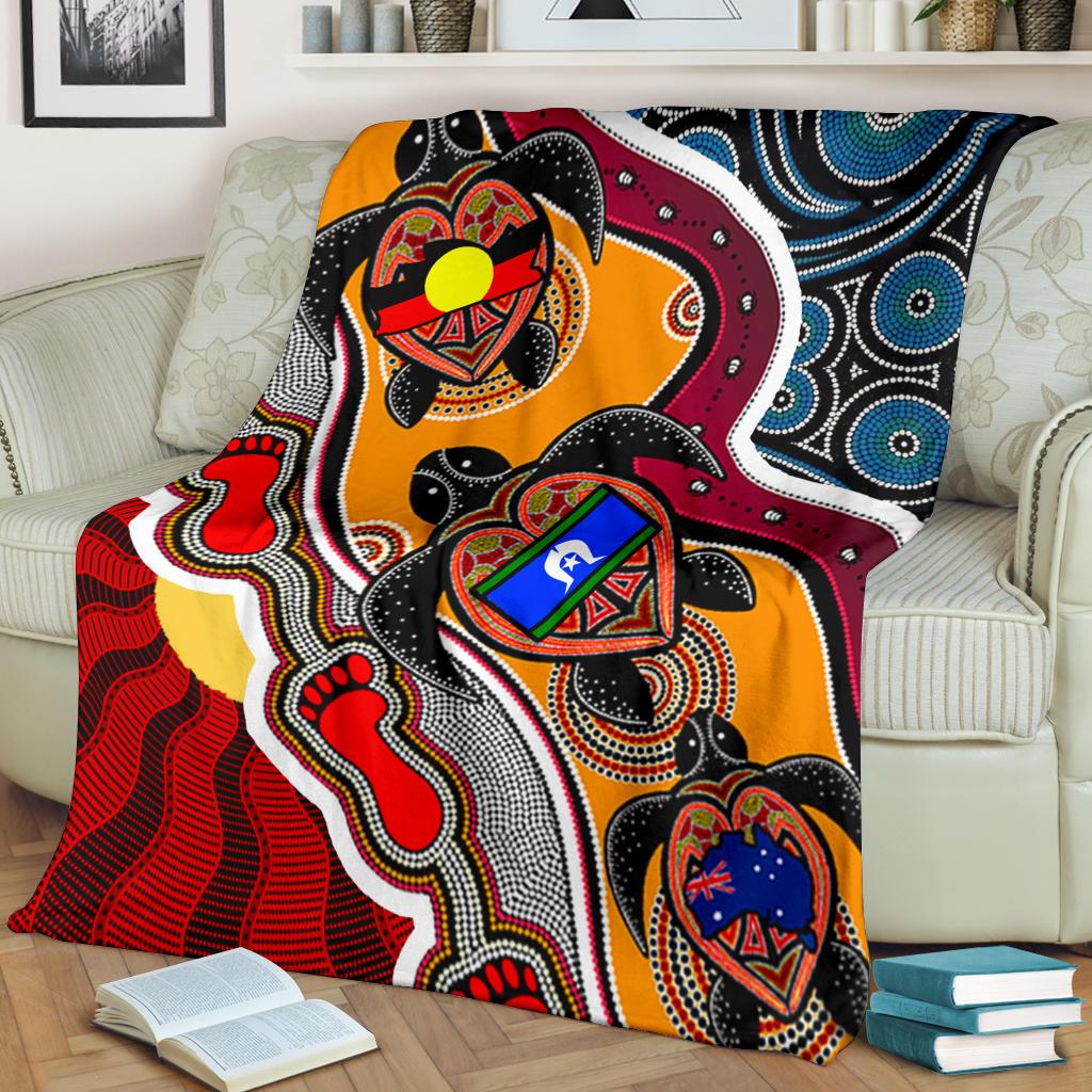 premium-blanket-australia-aboriginal-dots-with-turtle-and-naidoc-flags