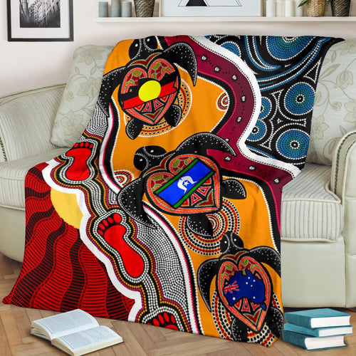 premium-blanket-australia-aboriginal-dots-with-turtle-and-naidoc-flags