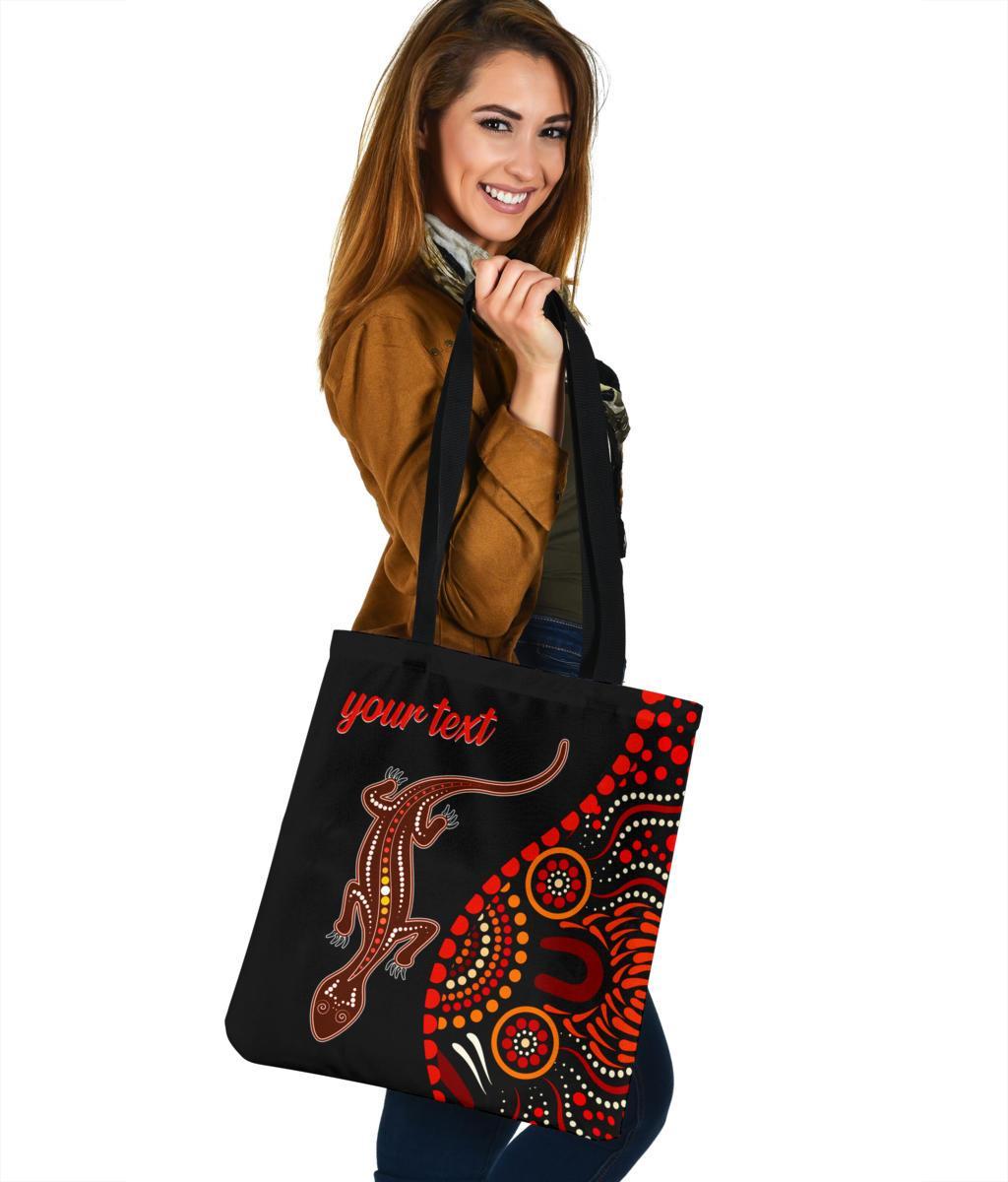 aboriginal-personalised-tote-bags-aboriginal-lizard-with-dot-painting-patterns