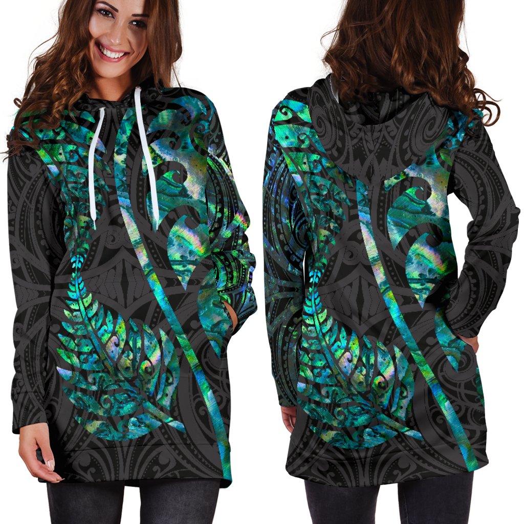 aotearoa-maori-women-hoodie-dress-silver-fern-koru-vibes