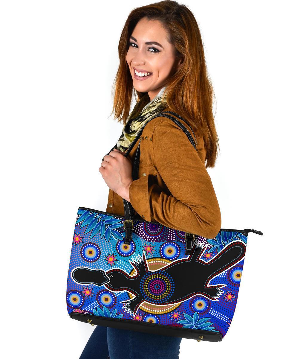 aboriginal-leather-tote-bag-indigenous-platypus