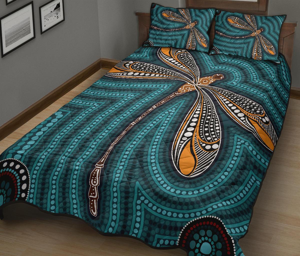 aboriginal-quilt-bed-set-indigenous-dragonfly