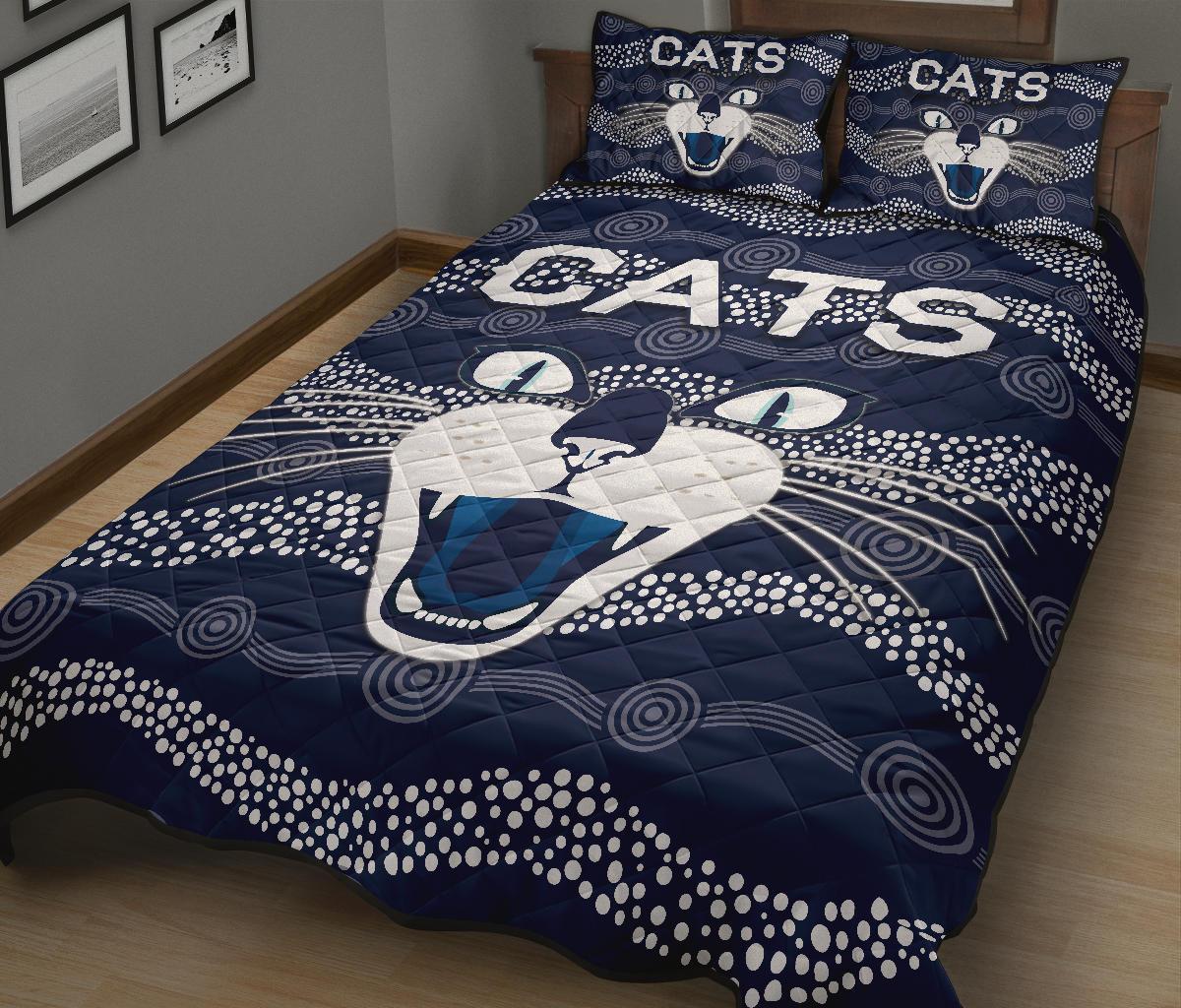 geelong-quilt-bed-set-cats-indigenous-navy