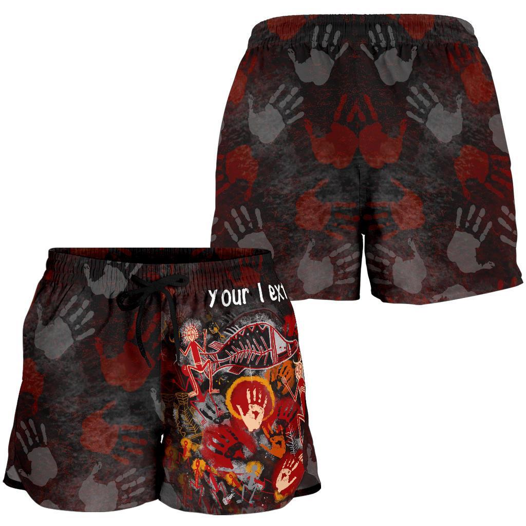 [Custom] Aboriginal Women's Shorts - Indigenous Fish Hand Art - Vibe Hoodie