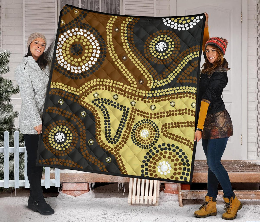 aboriginal-premium-quilt-australia-brown-dot-painting-art