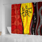 aborginal-shower-curtains-dreamtime-koori-dance-dot-acrylic-paint