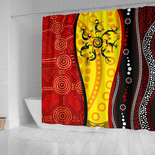 aborginal-shower-curtains-dreamtime-koori-dance-dot-acrylic-paint