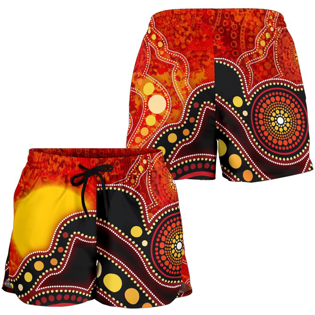 Aboriginal Women's Shorts, Aboriginal Lives Matter Flag Dot Painting Art - Vibe Hoodie