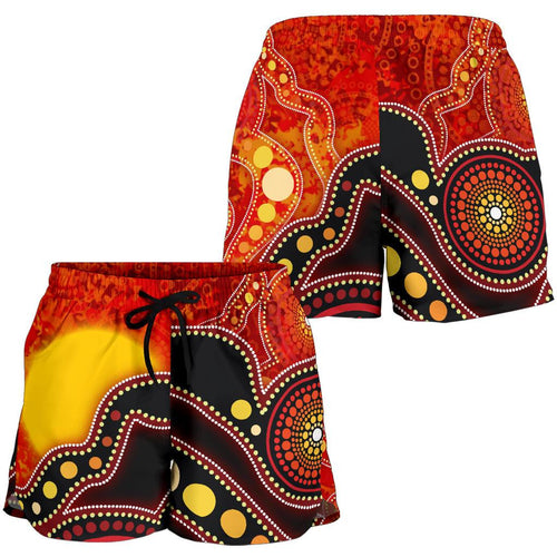 Aboriginal Women's Shorts, Aboriginal Lives Matter Flag Dot Painting Art - Vibe Hoodie