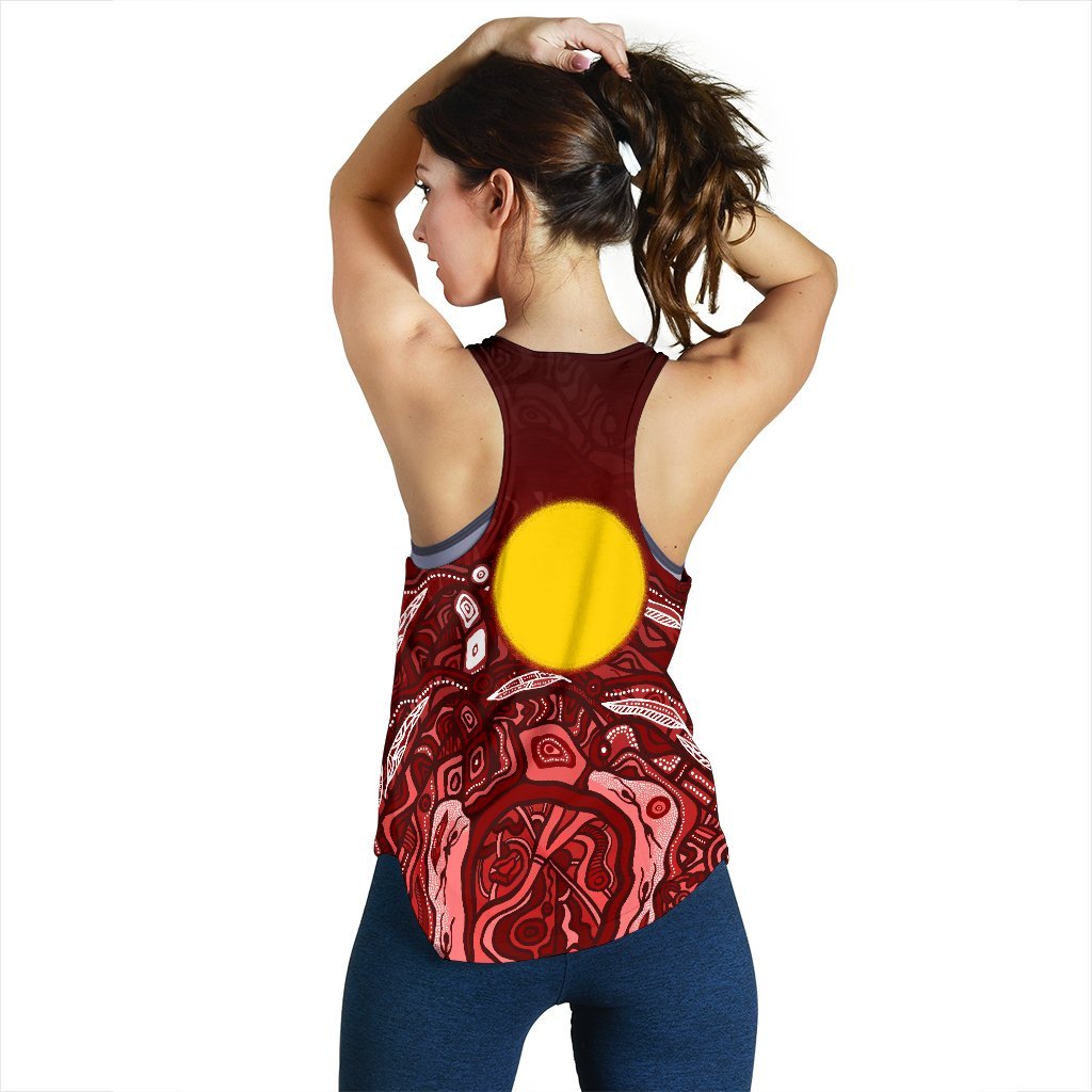 Aboriginal Women's Racerback Tank - Red Landscape - Vibe Hoodie