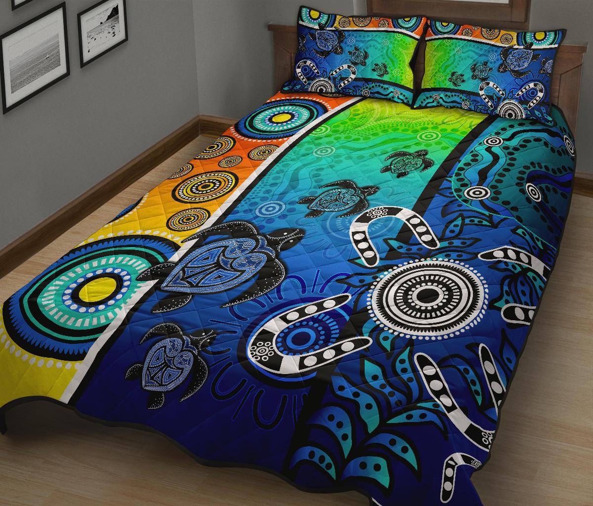 aboriginal-quilt-bed-set-indigenous-turtle-dot-painting-art