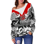 Naidoc St. George Illawarra Dragons Women's Off Shoulder Sweater Naidoc Patterns White Style