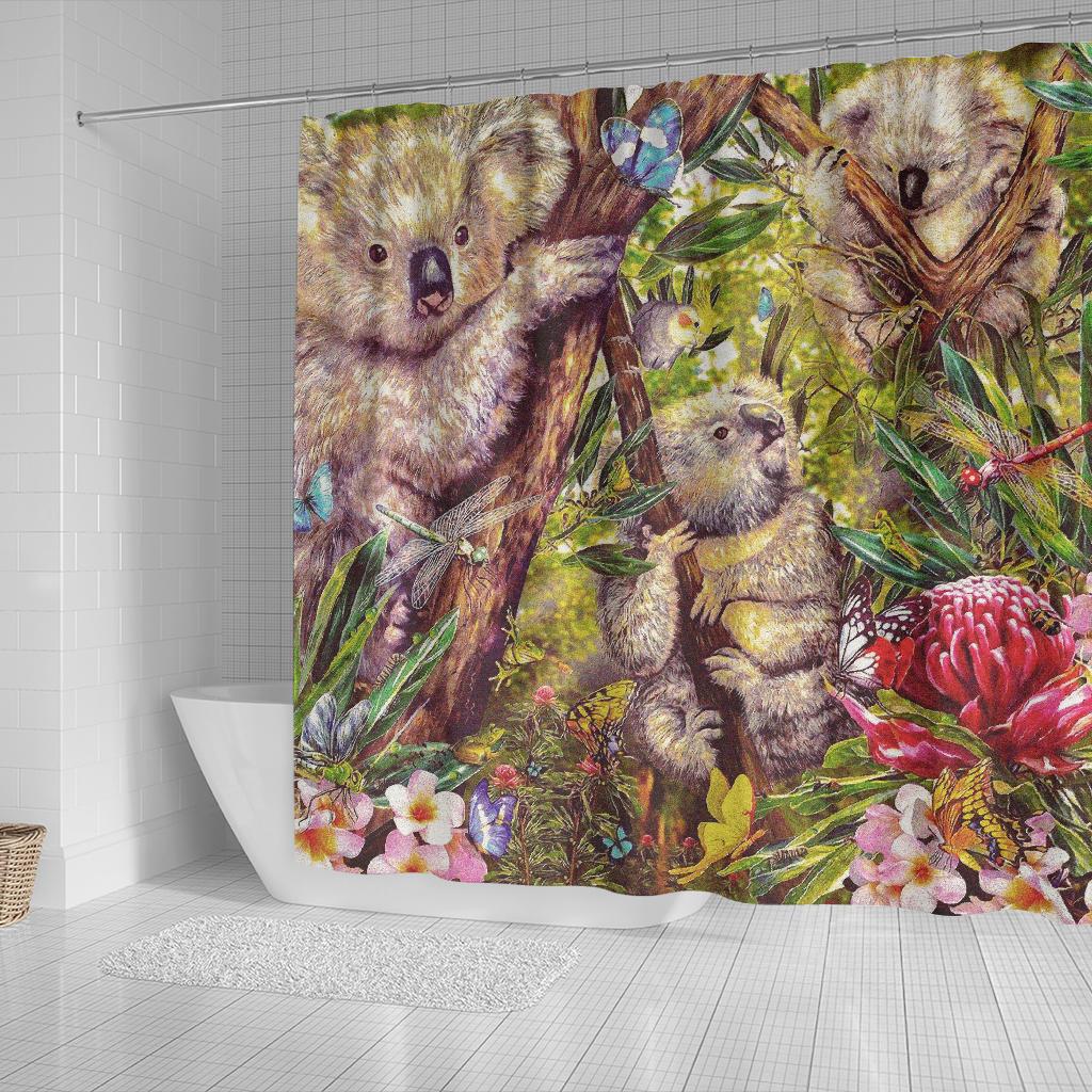 koala-shower-curtain-3d-koala-with-waratah-flower-curtain