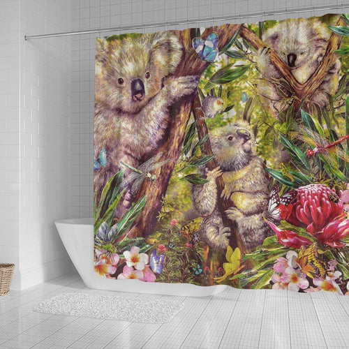 koala-shower-curtain-3d-koala-with-waratah-flower-curtain