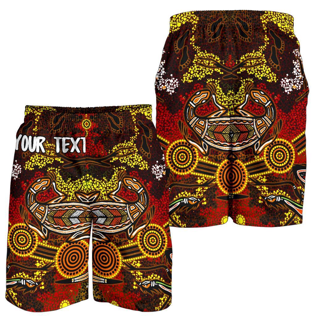 custom-aboriginal-mens-shorts-kangaroo-and-lizard-dot-painting-art