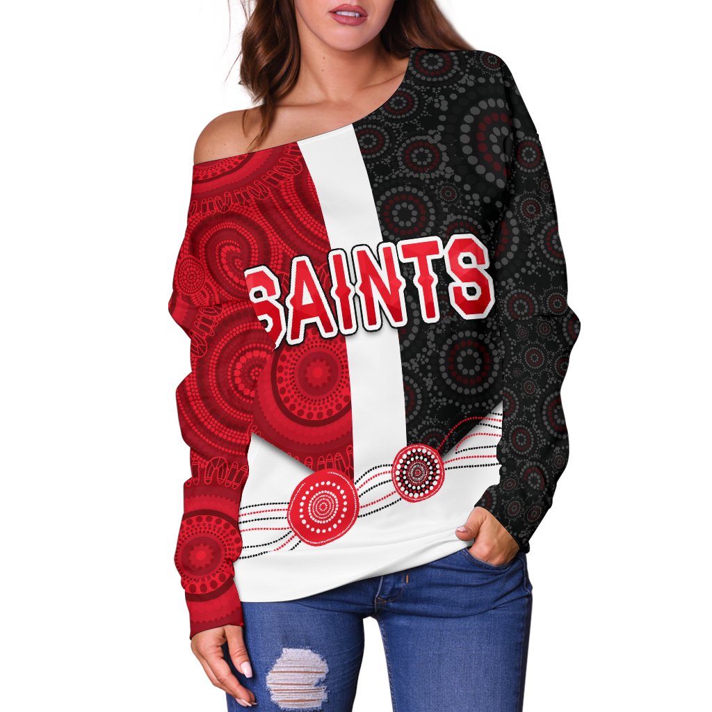 Saints Women Off Shoulder Sweater Indigenous - Vibe Hoodie