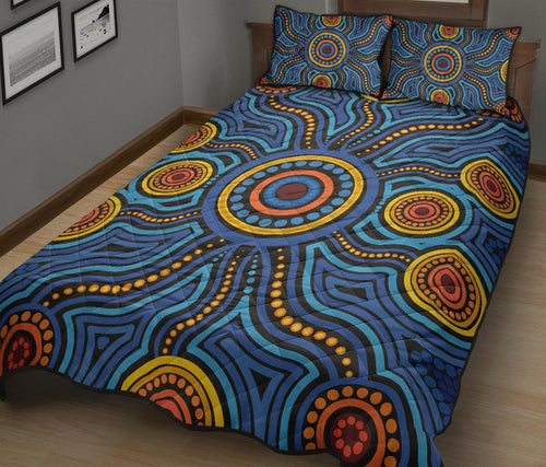 aboriginal-quilt-bed-set-aboriginal-flower-blue-dot-painting-art