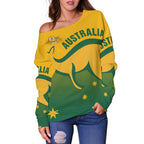Off Shoulder Sweater - Kangaroo Sweater Australian Coat Of Arms - Vibe Hoodie