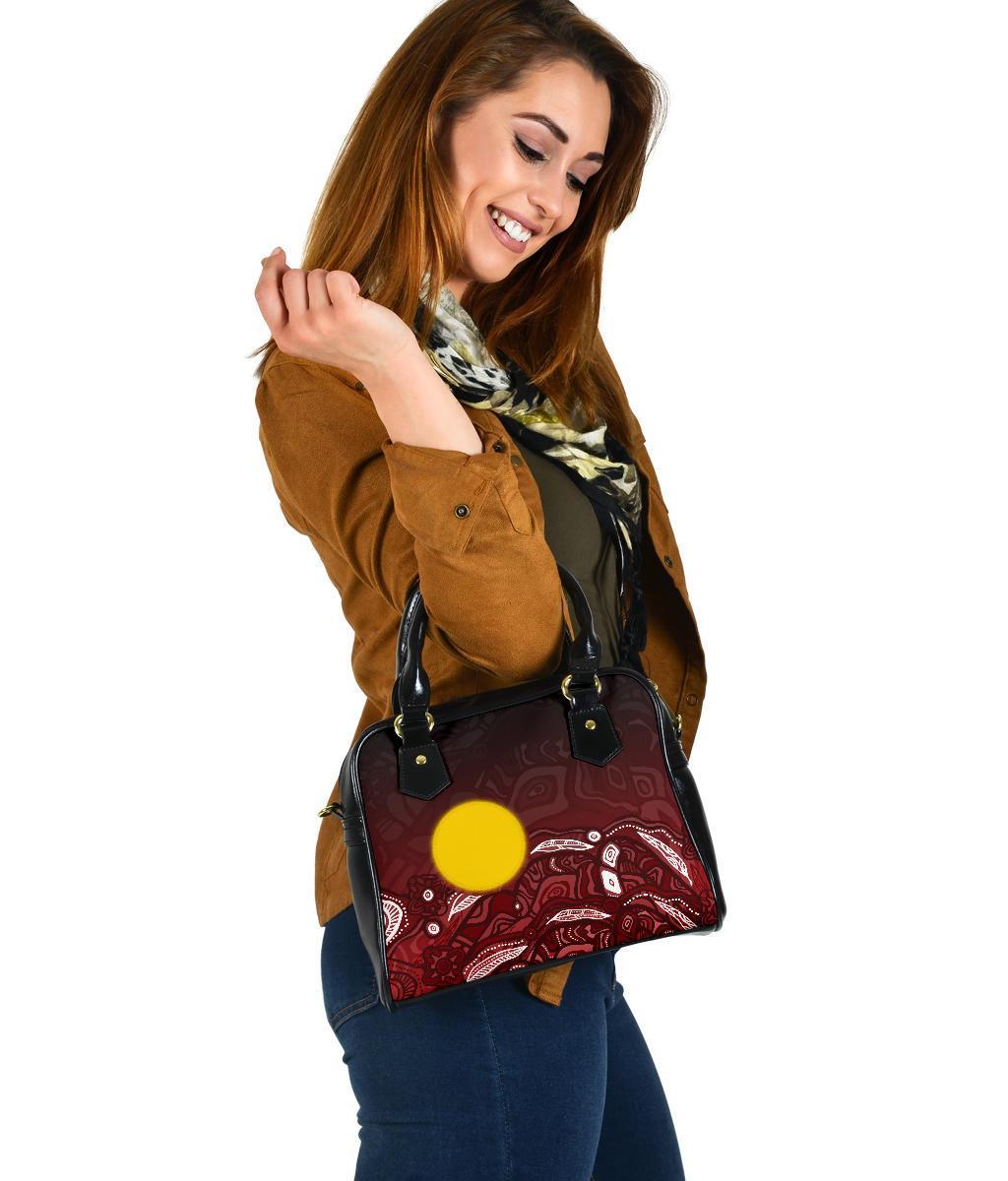 Aboriginal Shoulder Handbag - Red Landscape - Vibe Hoodie