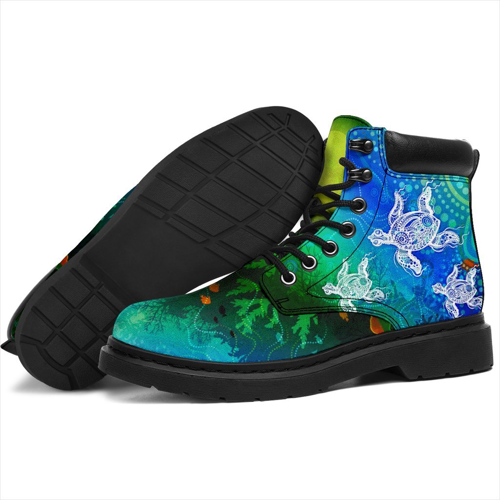 aboriginal-all-seaason-boots-indigenous-turtle-ocean-dot-painting-art
