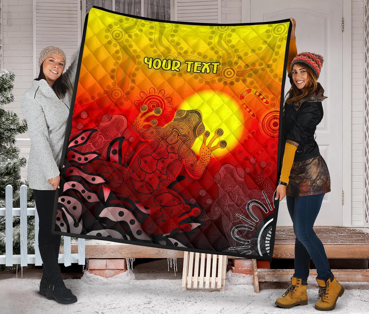 customaboriginal-premium-quilt-indigenous-frog-red