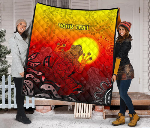 customaboriginal-premium-quilt-indigenous-frog-red