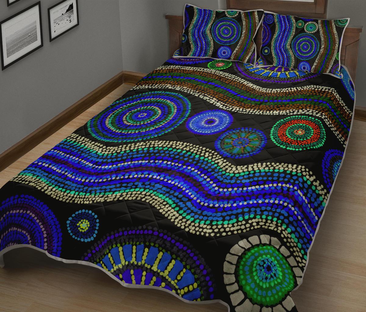 quilt-bed-set-aboriginal-dot-unique-style-blue