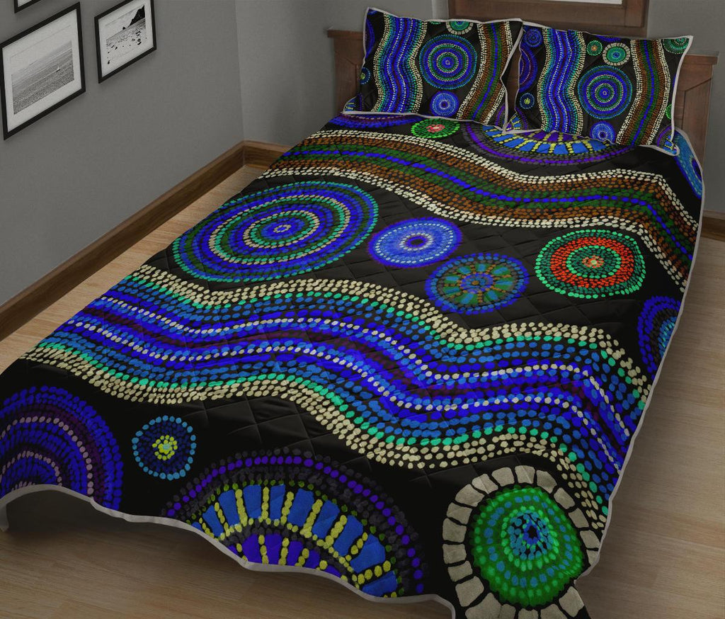quilt-bed-set-aboriginal-dot-unique-style-blue