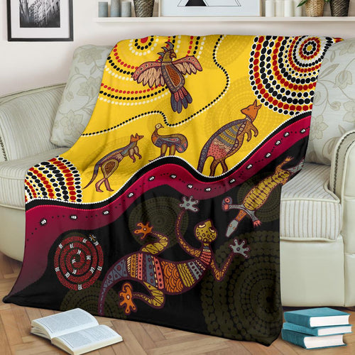 aboriginal-premium-blanket-indigenous-animals-life-art