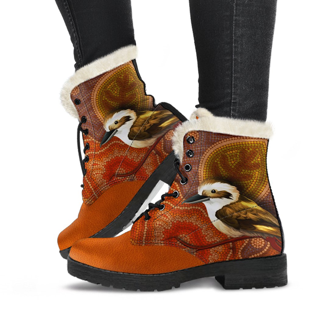 aboriginal-leather-boots-kookaburra-dot-painting-faux-fur
