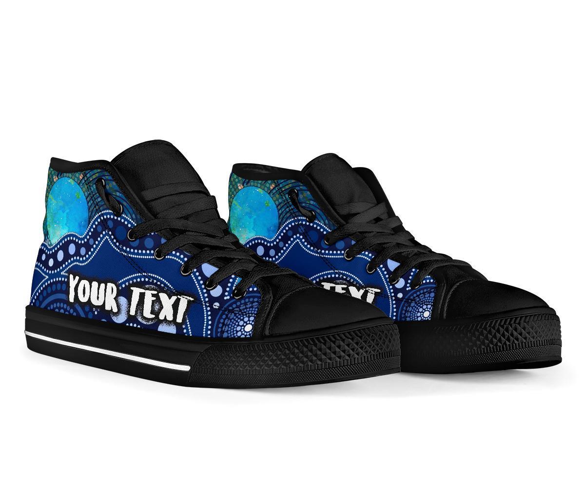 custom-textaboriginal-high-top-shoes-australia-indigenous-flag-circle-dot-painting-art-blue
