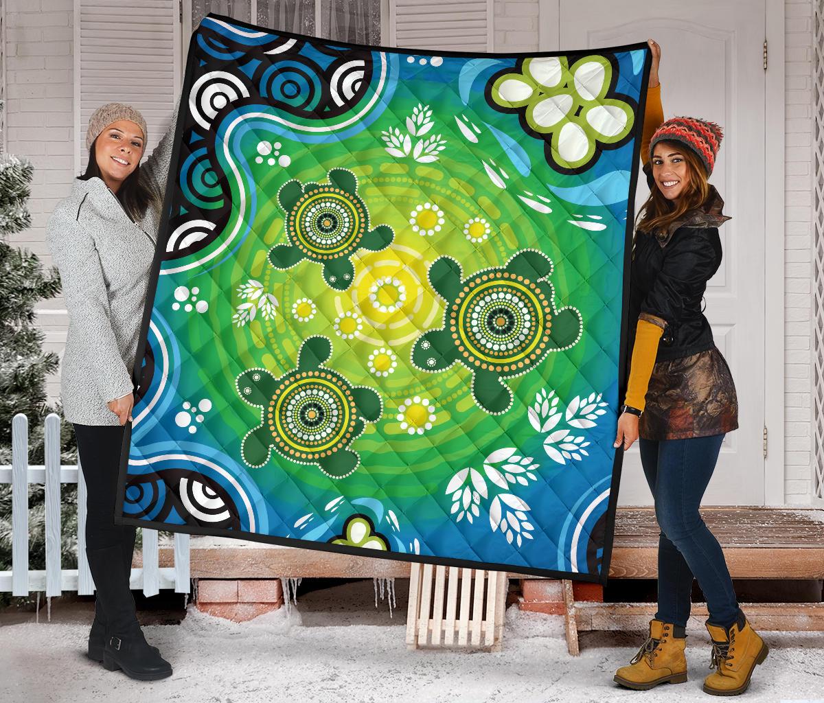 aboriginal-premium-quilt-indigenous-green-turtle