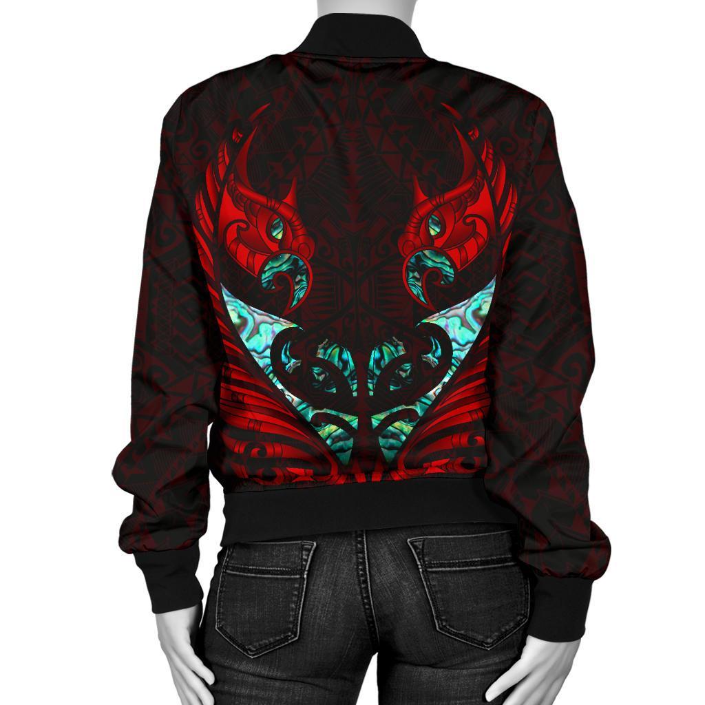 new-zealand-bomber-jacket-for-women-manaia-paua-fern-wing-red