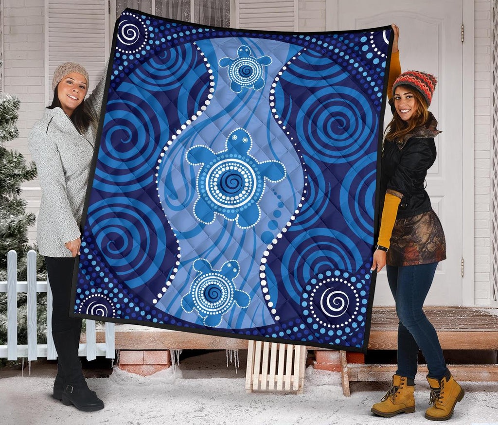 aboriginal-premium-quilt-australian-blue-turtle-aboriginal-art