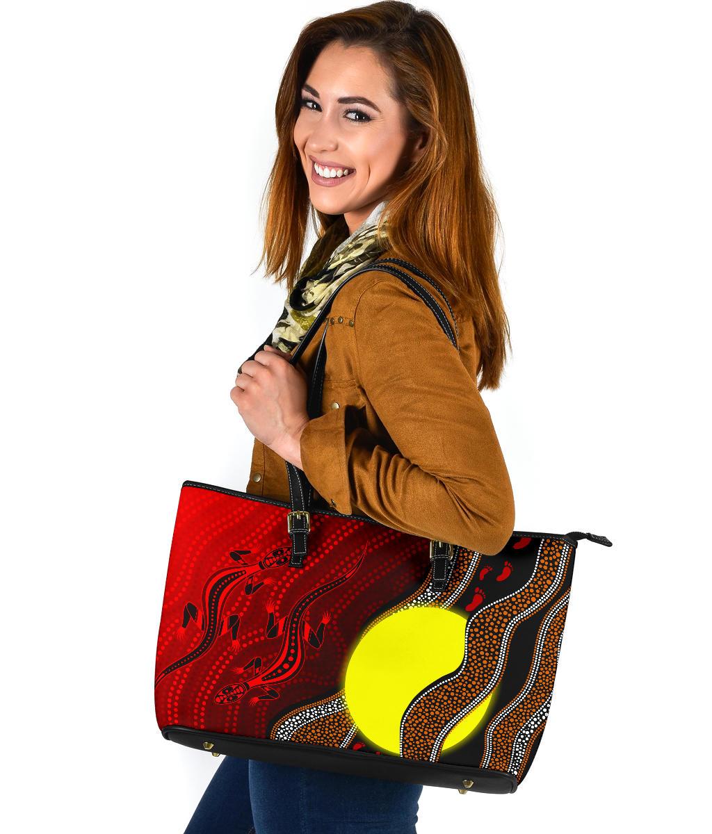 aboriginal-leather-tote-bag-aboriginal-flag-lizard-dot-painting-style