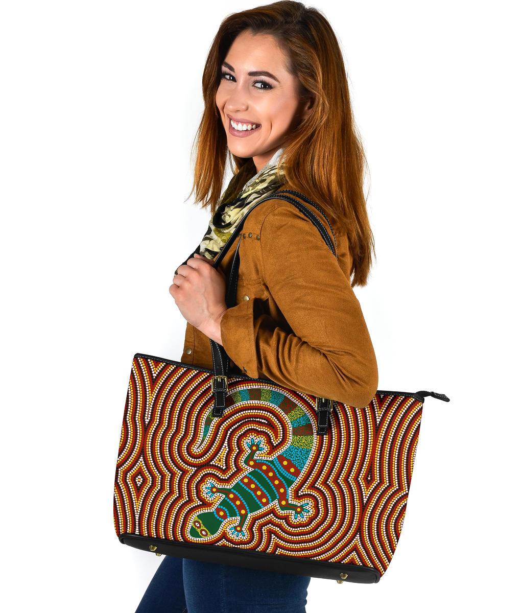 aboriginal-large-leather-tote-bag-lizard-dot-painting-patterns