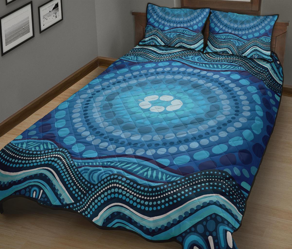 aboriginal-quilt-bed-set-blue-circle-aboriginal-art