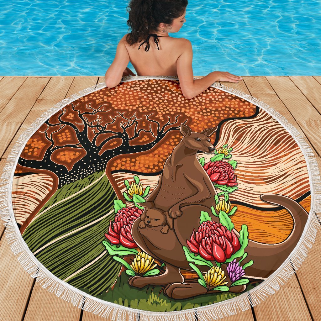 aboriginal-beach-blanket-kangaroo-with-indigenous-tree