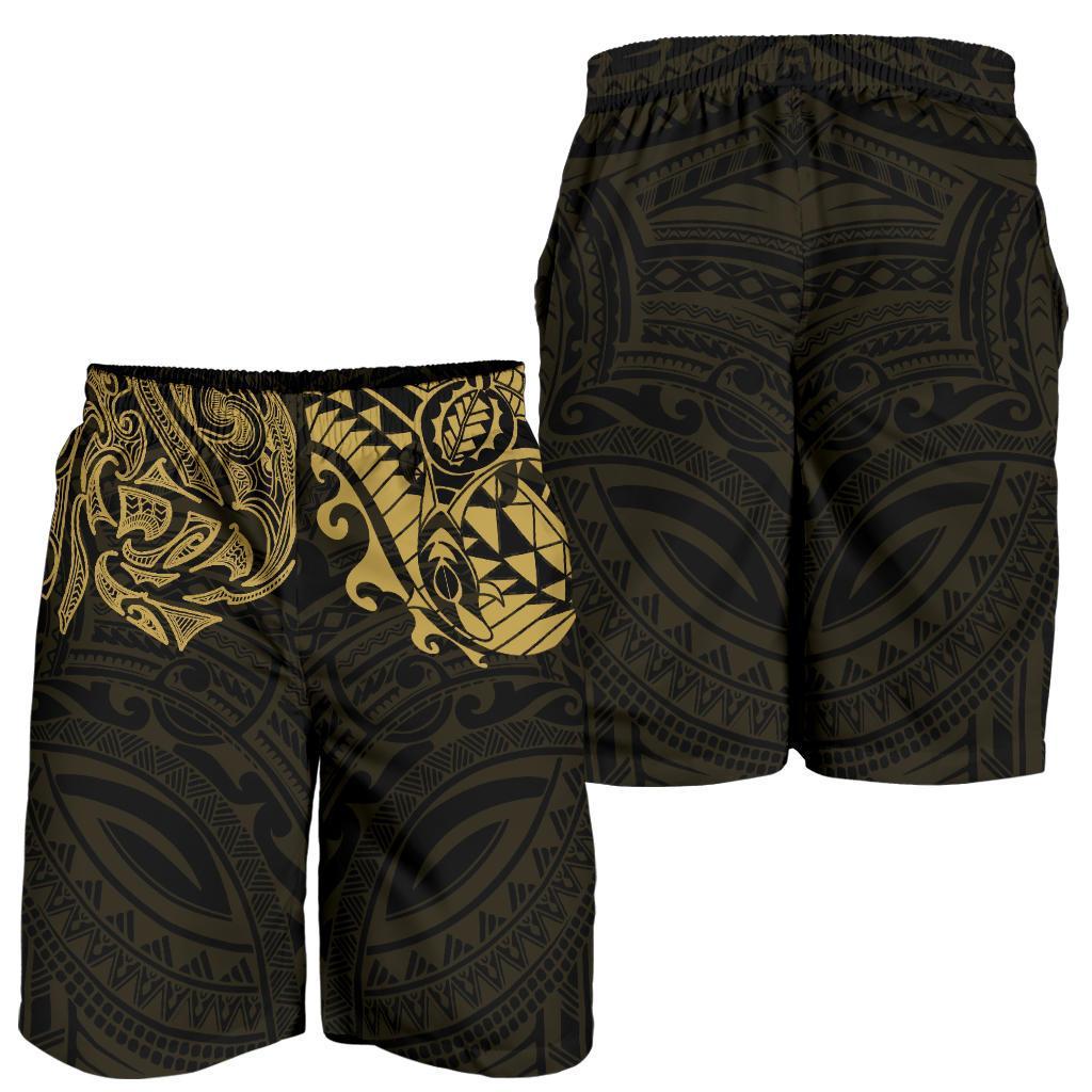 new-zealand-all-over-print-mens-shorts-maori-polynesian-tattoo-gold