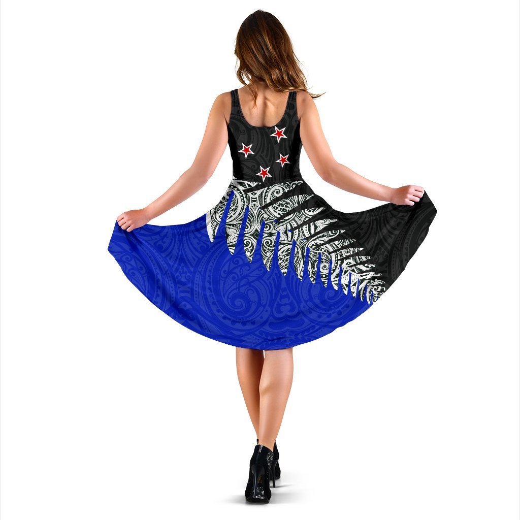 New Zealand Flag Silver Fern Women Midi Dress - Vibe Hoodie