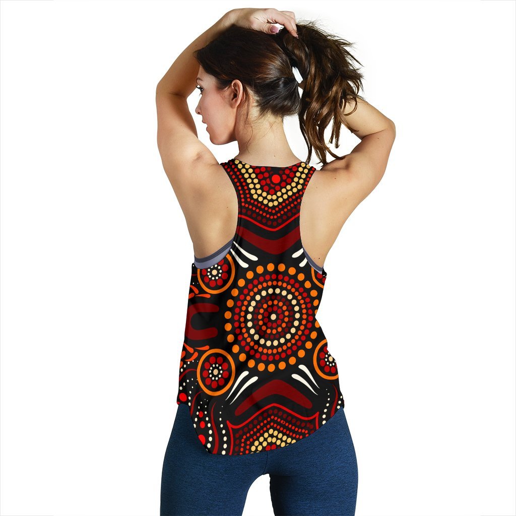 Aboriginal Women's Racerback Tank - Aboriginal Lizard With Dot Painting Patterns - Vibe Hoodie