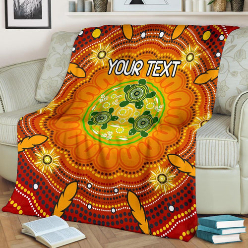 custom-text-aboriginal-premium-blanket-turtle-circle-dot-painting-art
