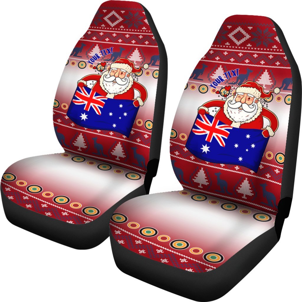 christmas-personalised-car-seat-covers-australia-santa-claus-hold-the-flag-red