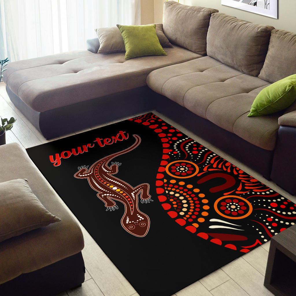 aboriginal-personalised-area-rug-aboriginal-lizard-with-dot-painting-pattern